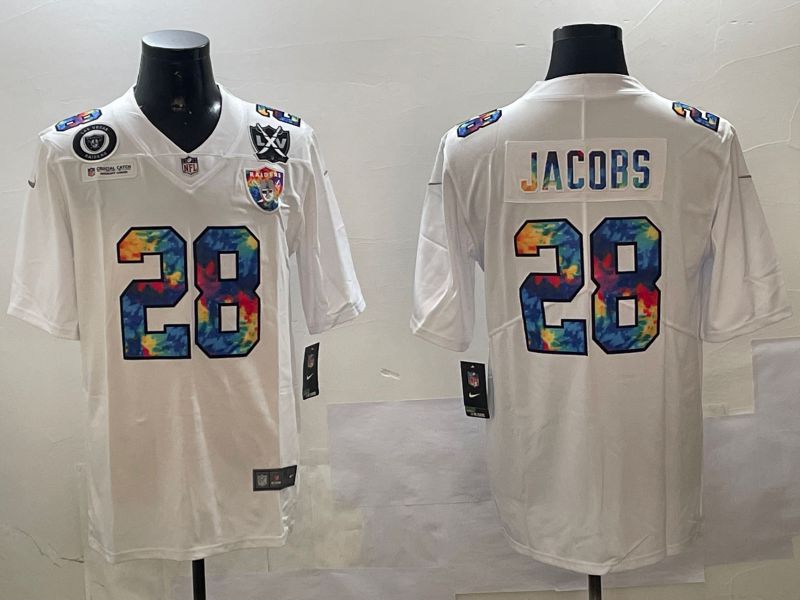 Men Oakland Raiders #28 Jacobs White Rainbow 2024 Nike Limited NFL Jersey style 01083->san francisco 49ers->NFL Jersey